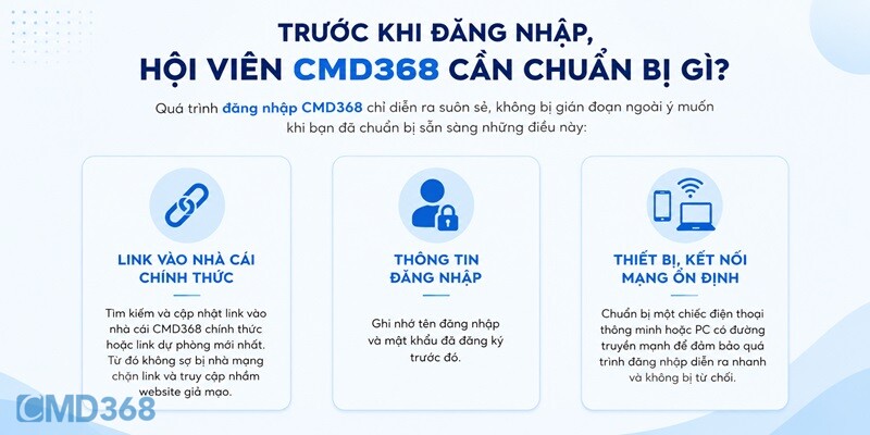Trước khi đăng nhập, hội viên CMD368 cần chuẩn bị gì Trước khi đăng nhập, hội viên CMD368 cần chuẩn bị gì